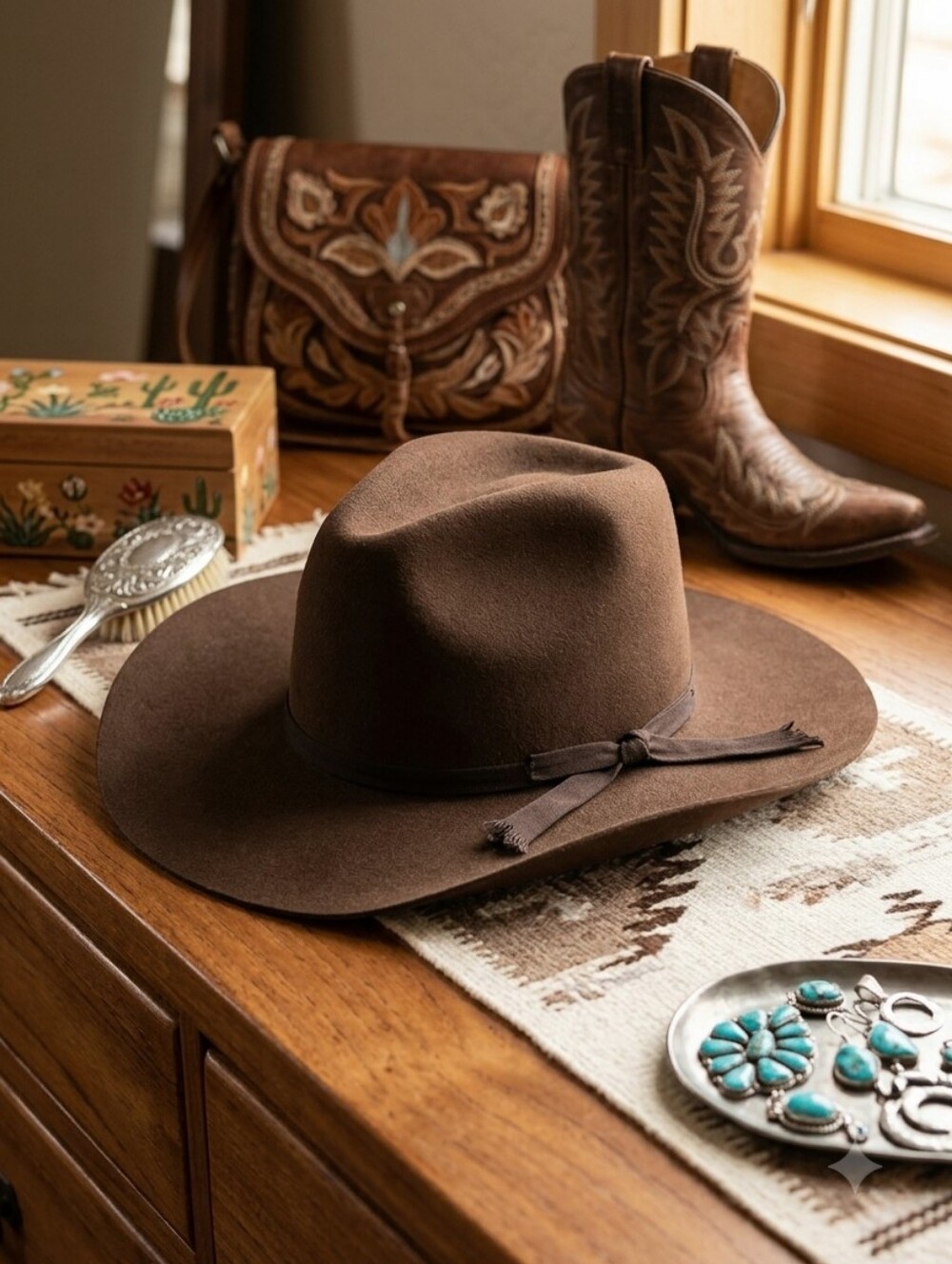 Brixton Cohen Cowboy Hat Coffee Brown Wool XS 6 3/4 Custom Western Shape Unisex